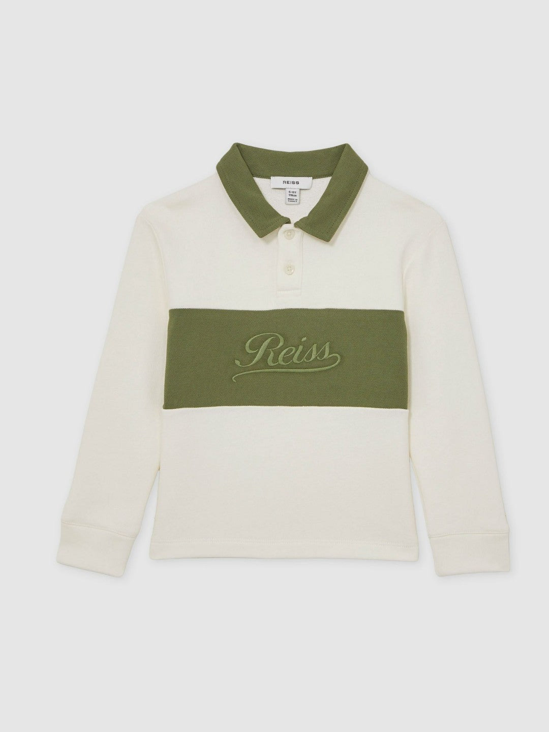 Reiss 9-13 yrs Cotton Logo-Embroidery Rugby Polo Shirt in Forset Green/White