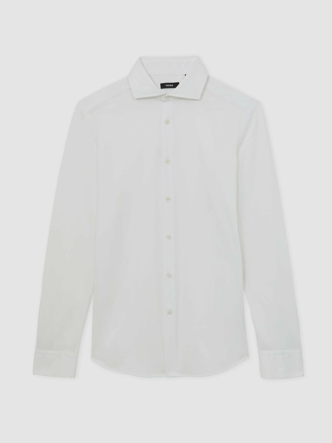 Reiss Cotton-Blend Jersey Cutaway-Collar Shirt in White