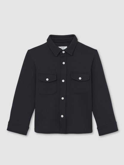 Reiss 13-14 yrs Waffle-Textured Twin-Pocket Overshirt in Navy