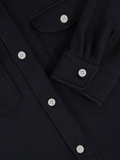 Reiss 13-14 yrs Waffle-Textured Twin-Pocket Overshirt in Navy