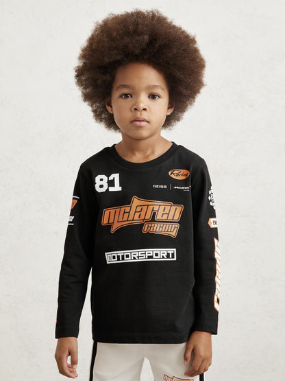 Reiss 13-14 yrs McLaren F1 Team Cotton Logo T-Shirt Unisex Fit in Black