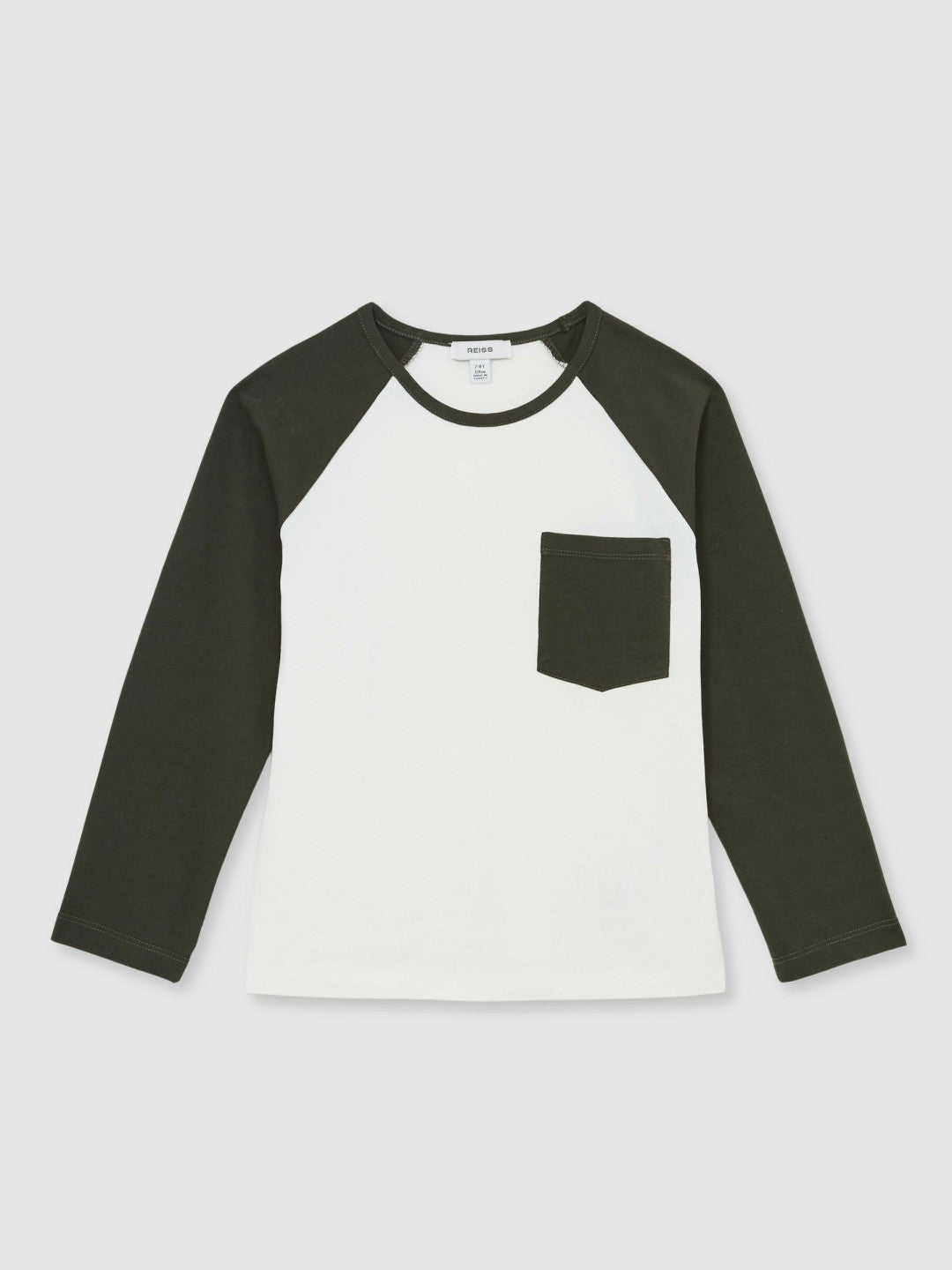 Reiss 3-9 yrs Cotton Colour-Block Long-Sleeve T-Shirt in Green