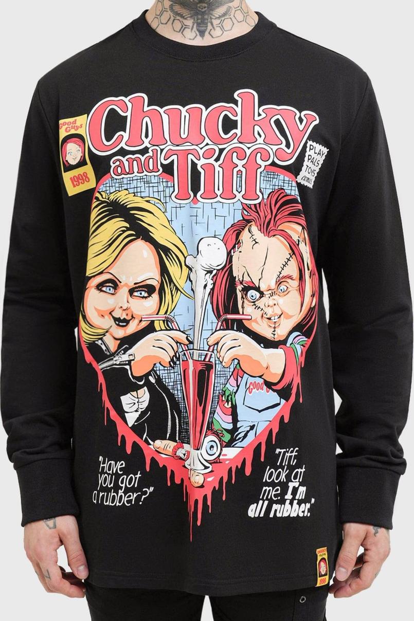 Men Graphic Tops | Killstar Chucky &amp; Tiff Forever Sweatshirt