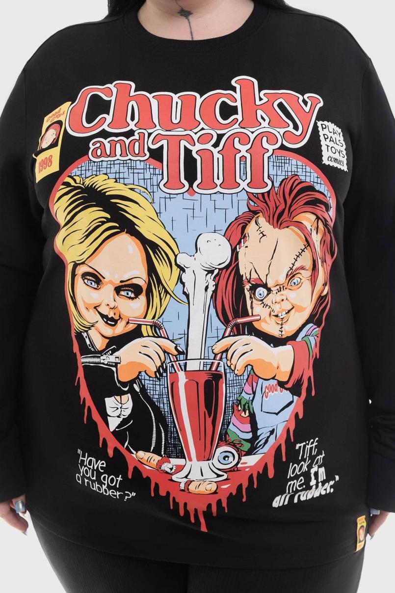 Men Graphic Tops | Killstar Chucky &amp; Tiff Forever Sweatshirt
