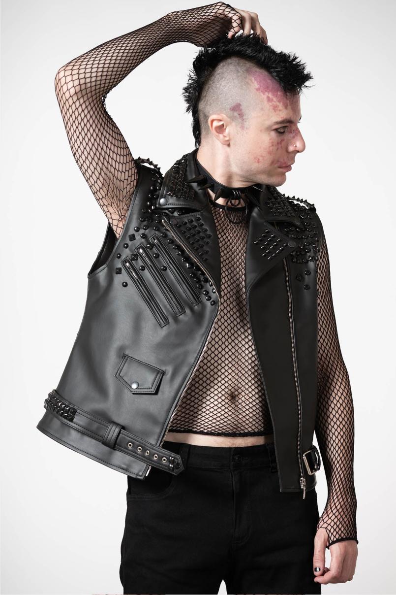Men Jackets &amp; Coats | Killstar Doom Leather Vest [FAUX LEATHER]