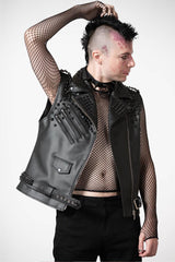 Men Jackets &amp; Coats | Killstar Doom Leather Vest [FAUX LEATHER]