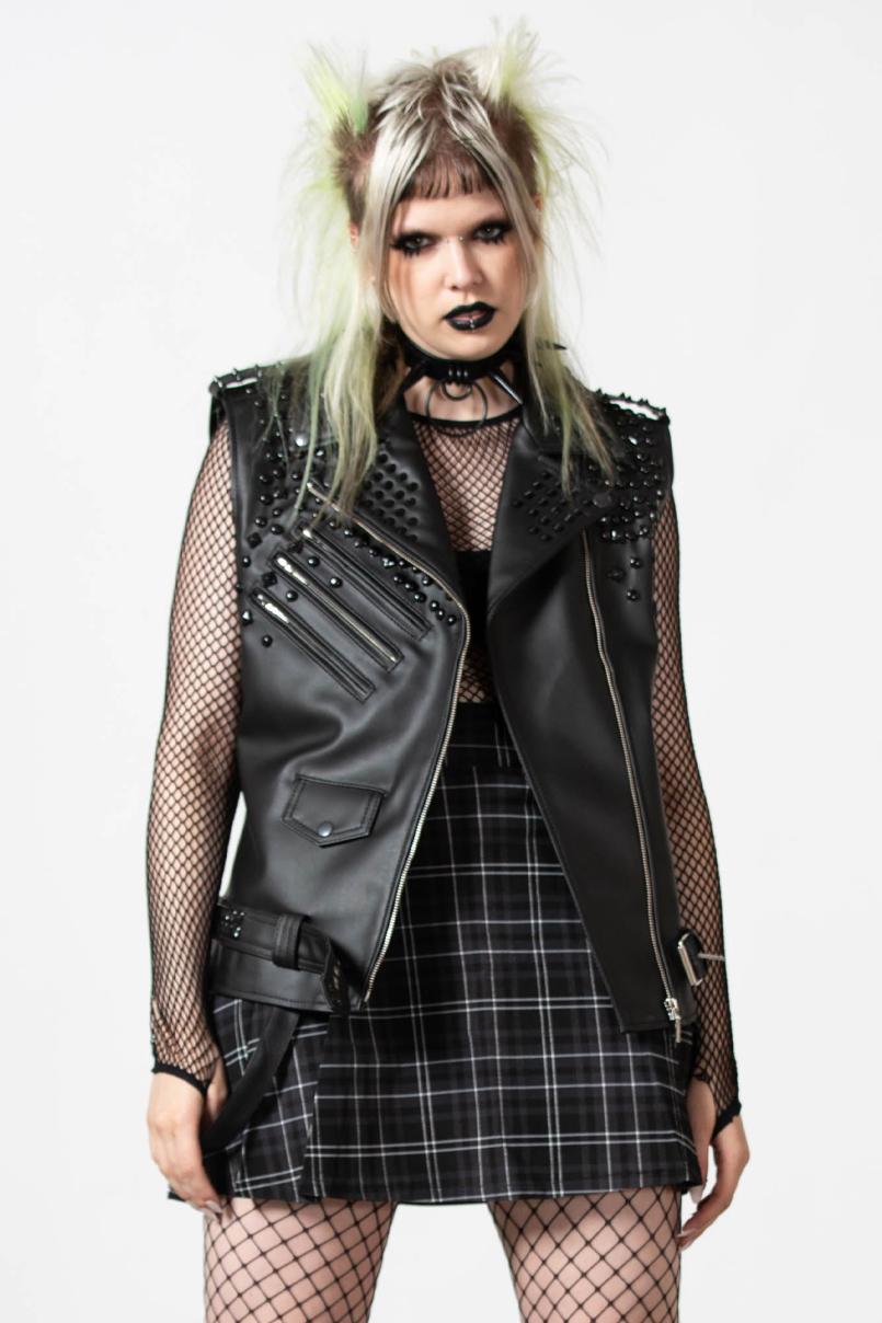 Men Jackets &amp; Coats | Killstar Doom Leather Vest [FAUX LEATHER]