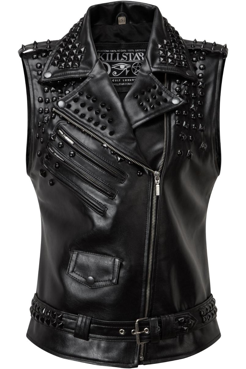 Men Jackets &amp; Coats | Killstar Doom Leather Vest [FAUX LEATHER]
