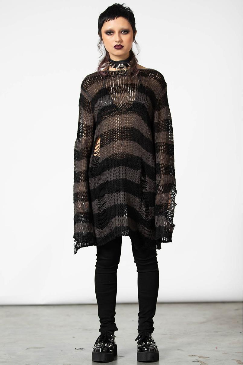 Men Knitwear | Killstar Ash Distress Knit Sweater [B]