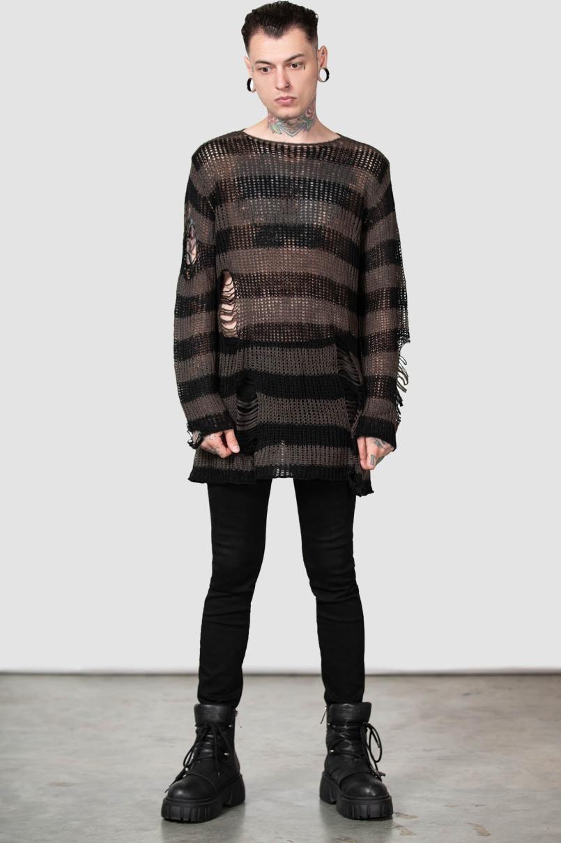 Men Knitwear | Killstar Ash Distress Knit Sweater [B]