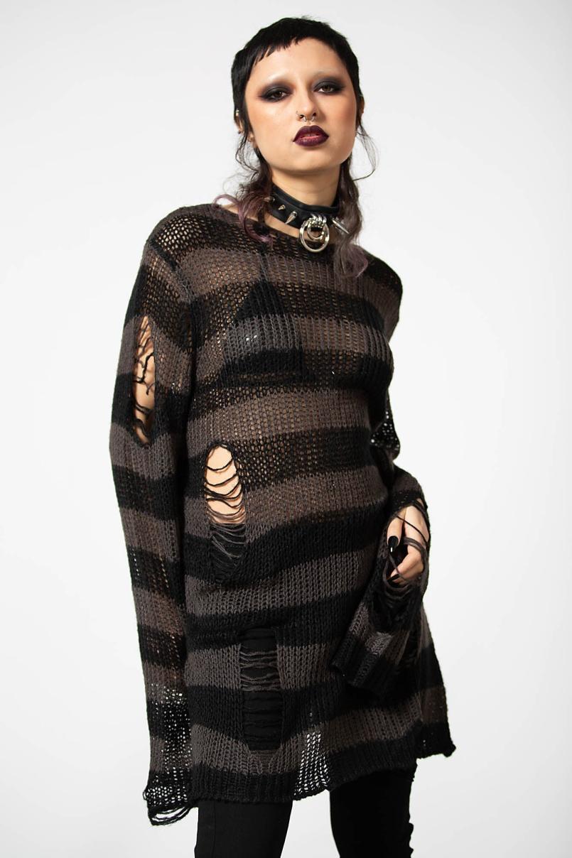 Men Knitwear | Killstar Ash Distress Knit Sweater [B]