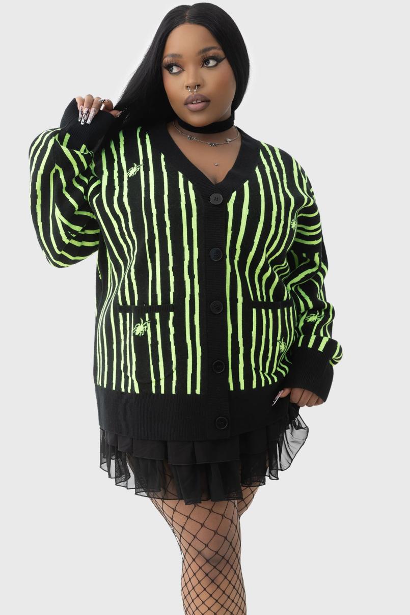 Women Cardigans | Killstar Beetlejuice Beetlejuice Beetlejuice Intarsia Cardigan