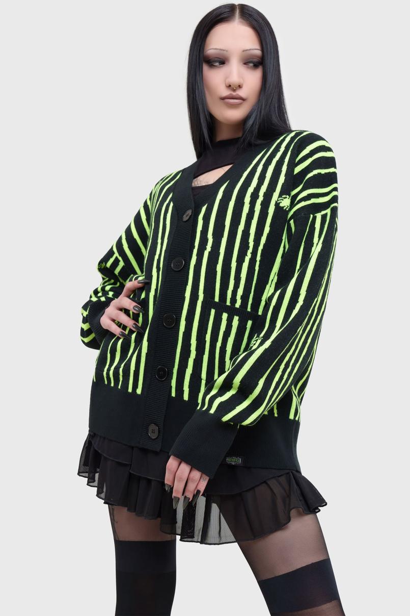 Women Cardigans | Killstar Beetlejuice Beetlejuice Beetlejuice Intarsia Cardigan