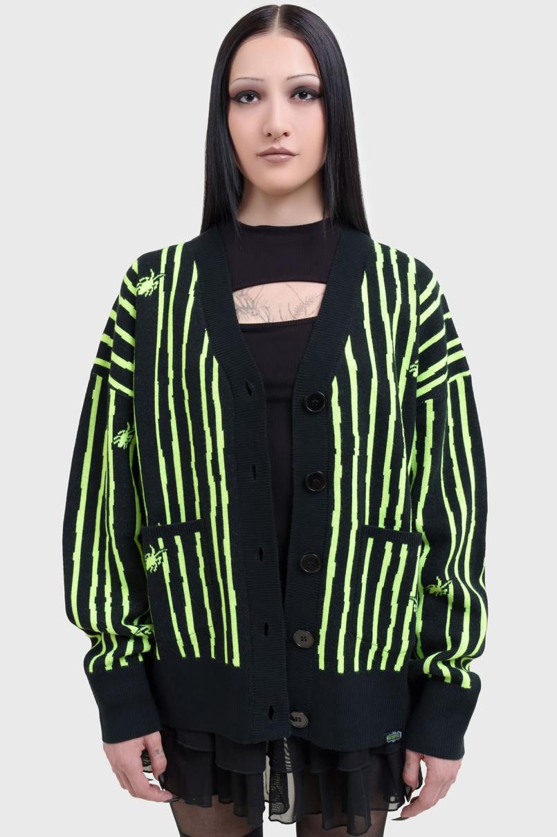 Women Cardigans | Killstar Beetlejuice Beetlejuice Beetlejuice Intarsia Cardigan