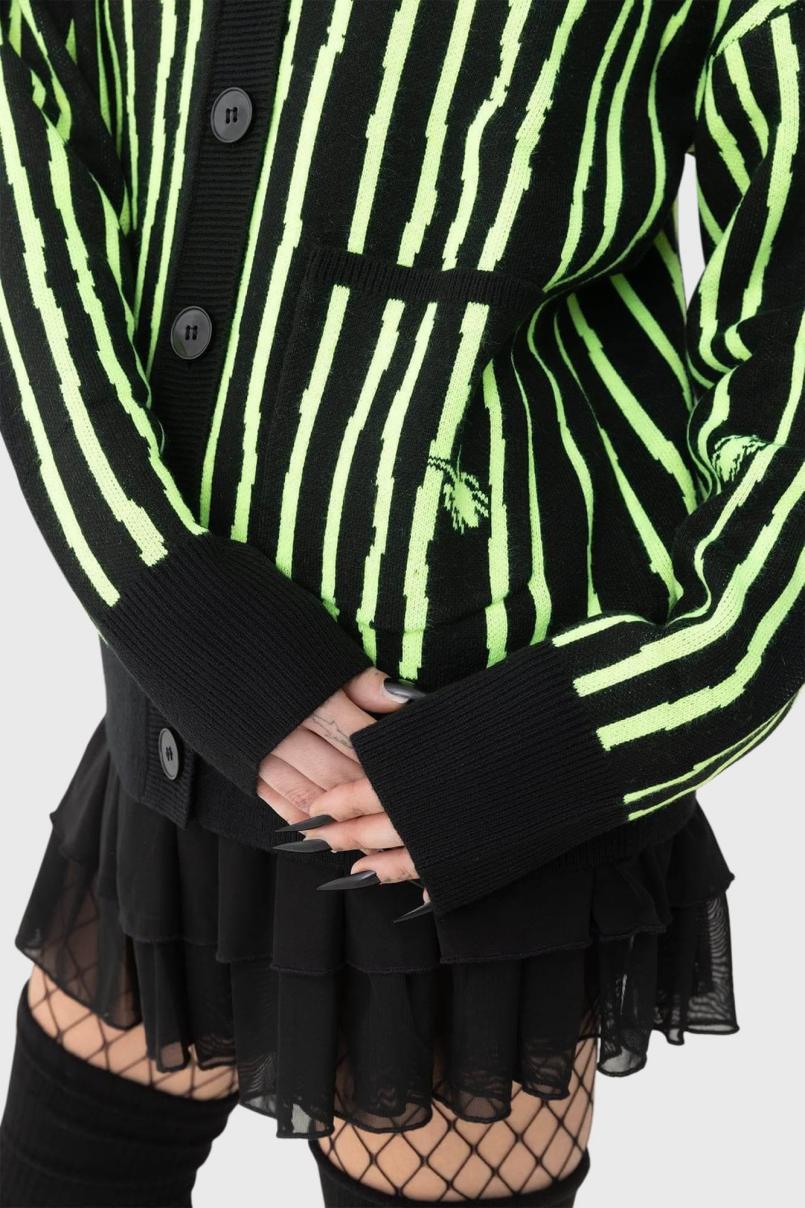 Women Cardigans | Killstar Beetlejuice Beetlejuice Beetlejuice Intarsia Cardigan