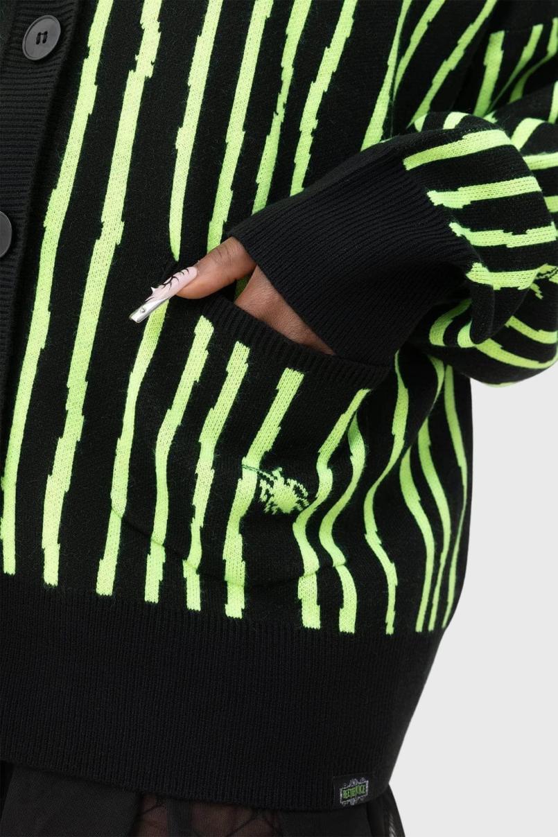 Women Cardigans | Killstar Beetlejuice Beetlejuice Beetlejuice Intarsia Cardigan