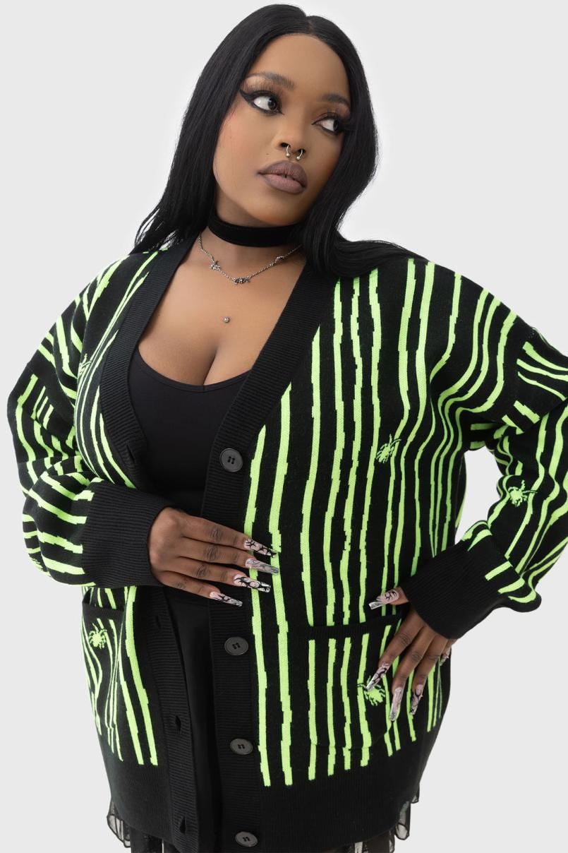 Women Cardigans | Killstar Beetlejuice Beetlejuice Beetlejuice Intarsia Cardigan