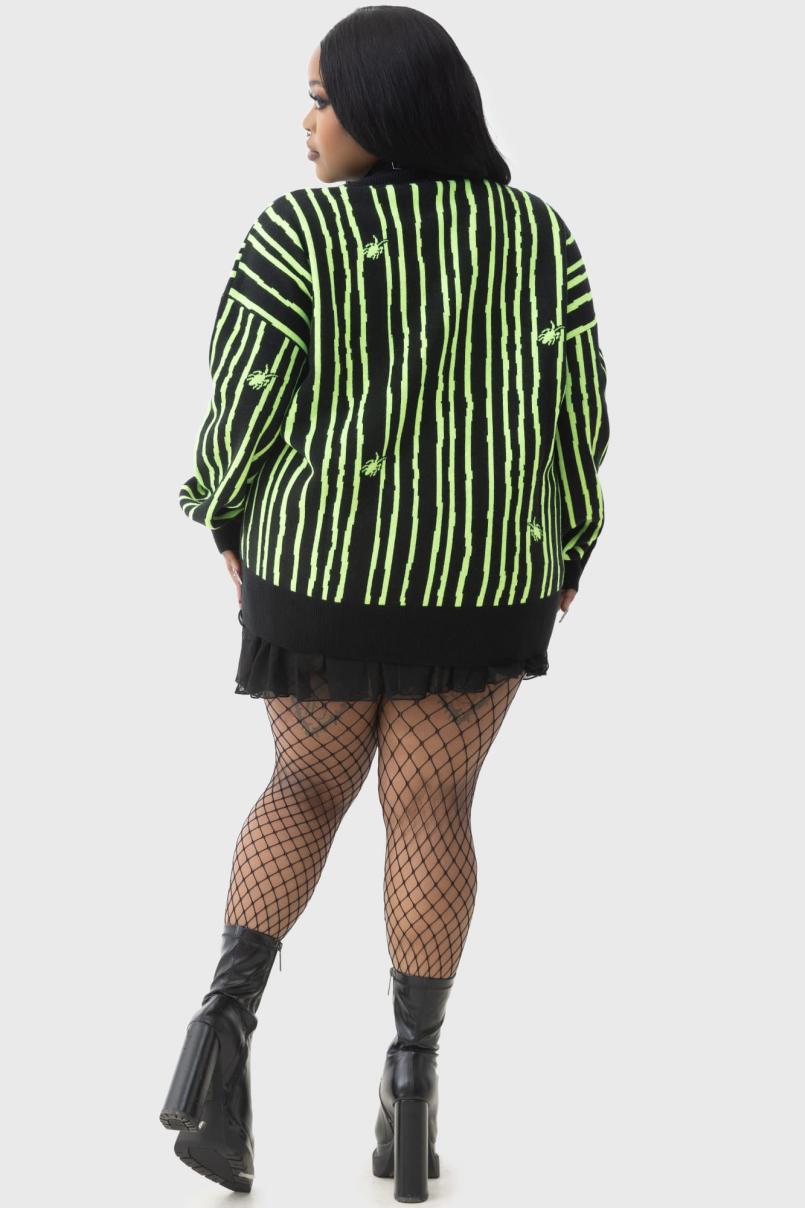 Women Cardigans | Killstar Beetlejuice Beetlejuice Beetlejuice Intarsia Cardigan