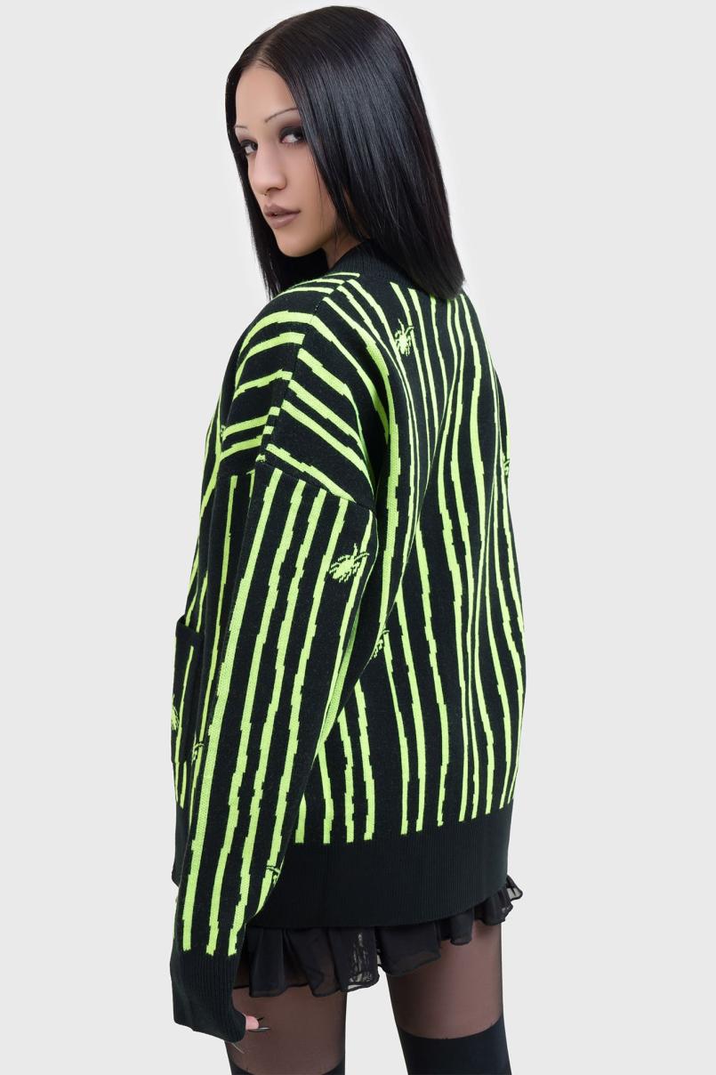 Women Cardigans | Killstar Beetlejuice Beetlejuice Beetlejuice Intarsia Cardigan