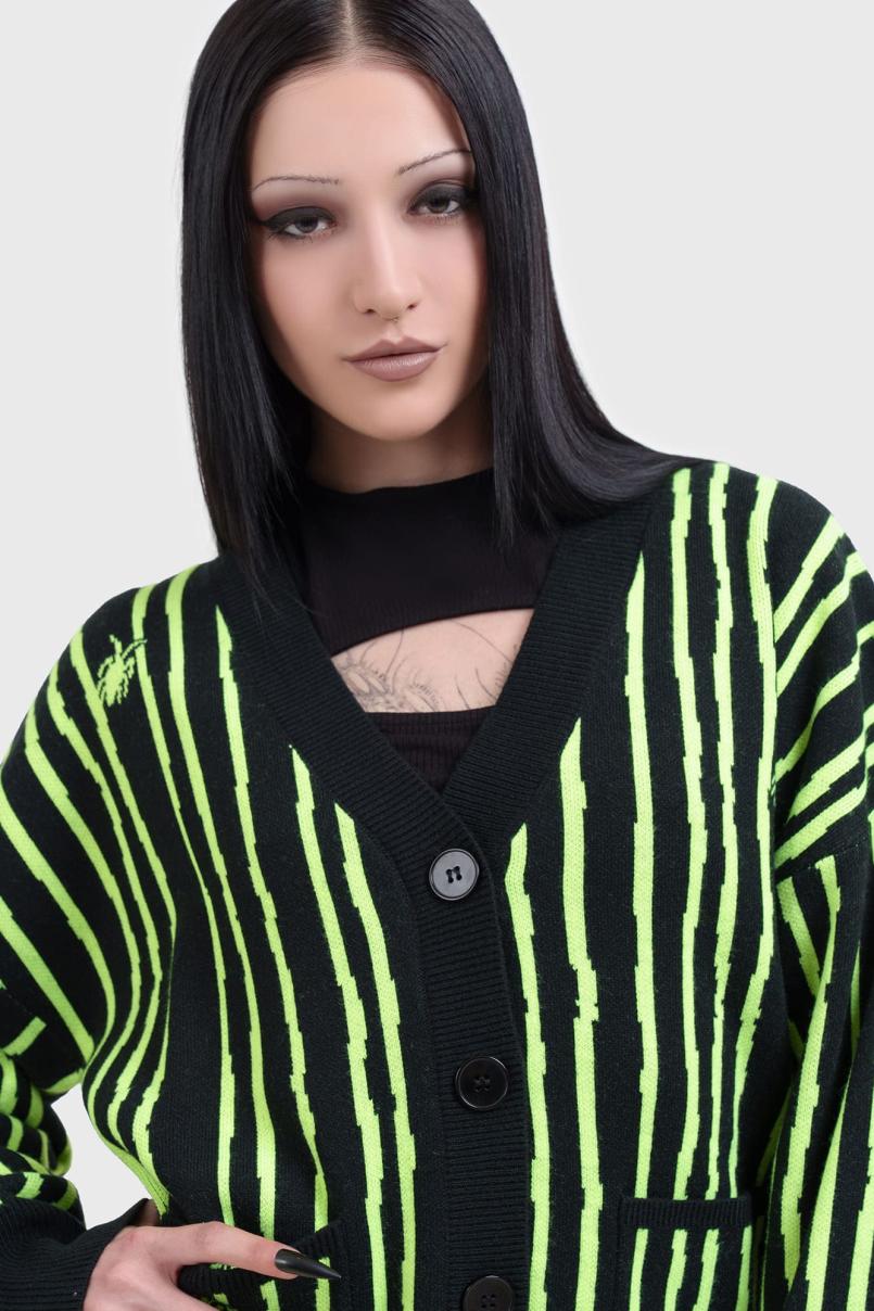 Women Cardigans | Killstar Beetlejuice Beetlejuice Beetlejuice Intarsia Cardigan