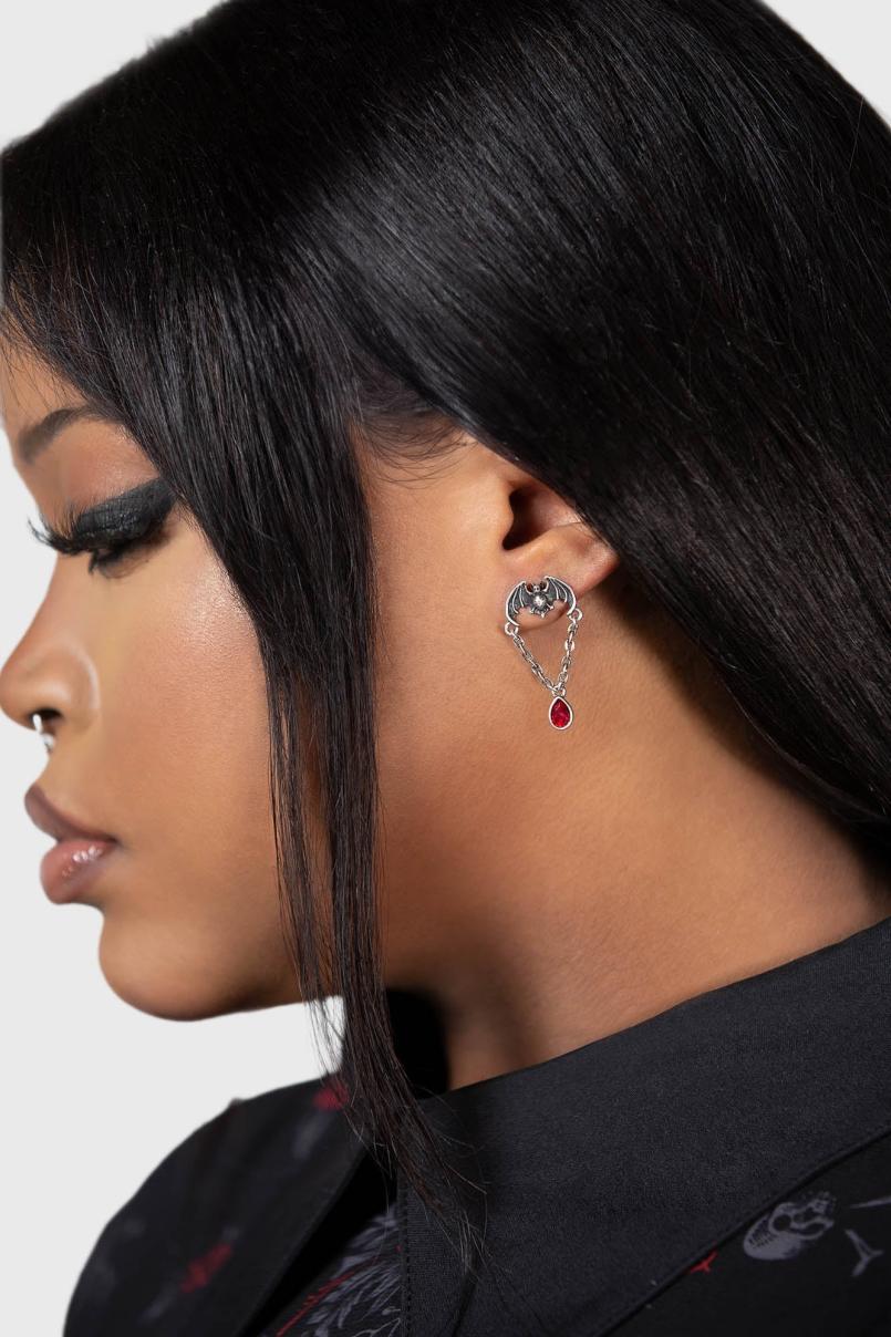 Women Earrings | Killstar Vamp Bat Earrings [RED]