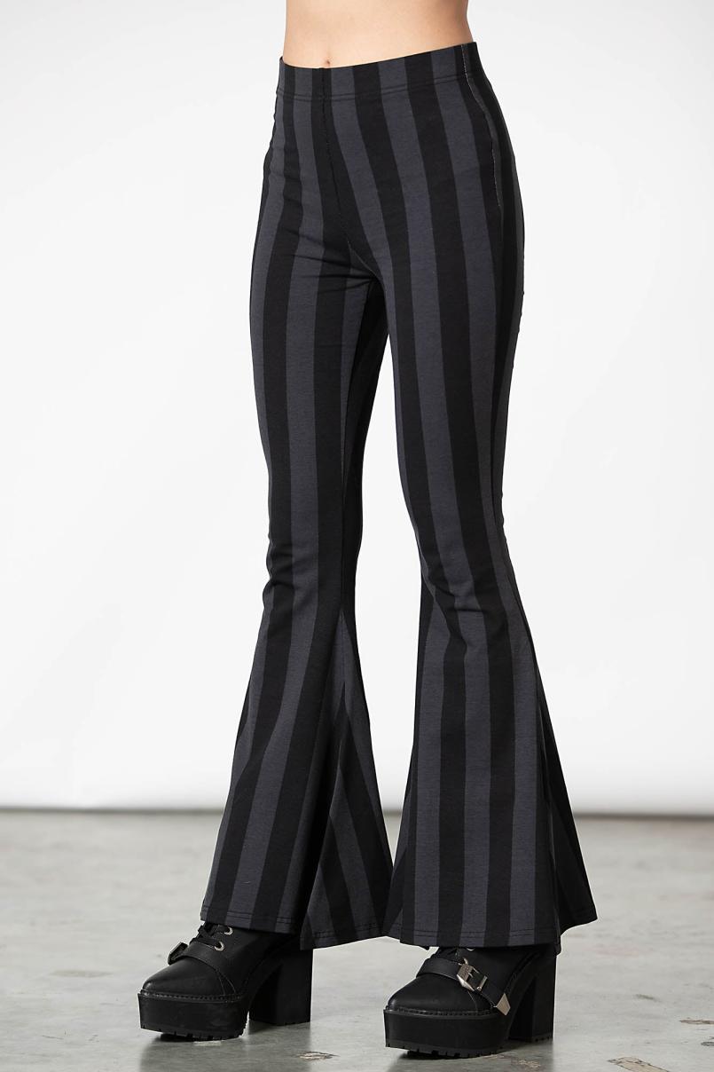 Women Flares | Killstar Inferno Room Flares [GREY STRIPE]