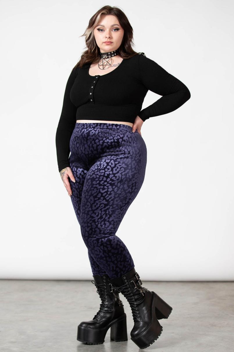 Women Going Out | Killstar Caturday Leggings [PLUM]