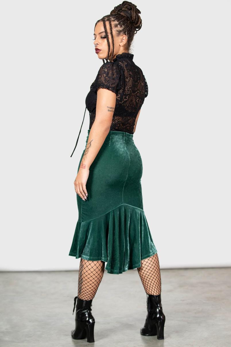 Women Going Out | Killstar Drusilla Midi Skirt [GREEN]