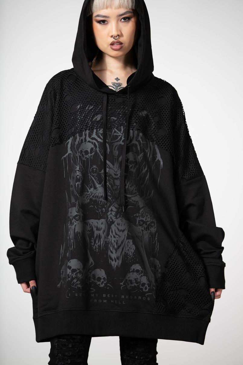 Women Hoodies | Killstar The Verge Fishnet Hoodie