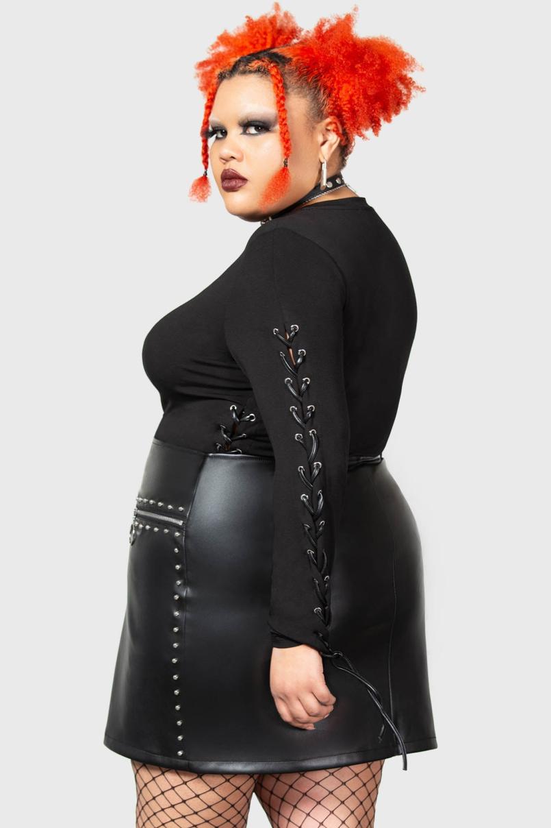 Women Long Sleeves | Killstar Agnetha Lace Up Top [PLUS]