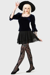 Women Long Sleeves | Killstar Dottie Dottie Velvet Top [BLUE]