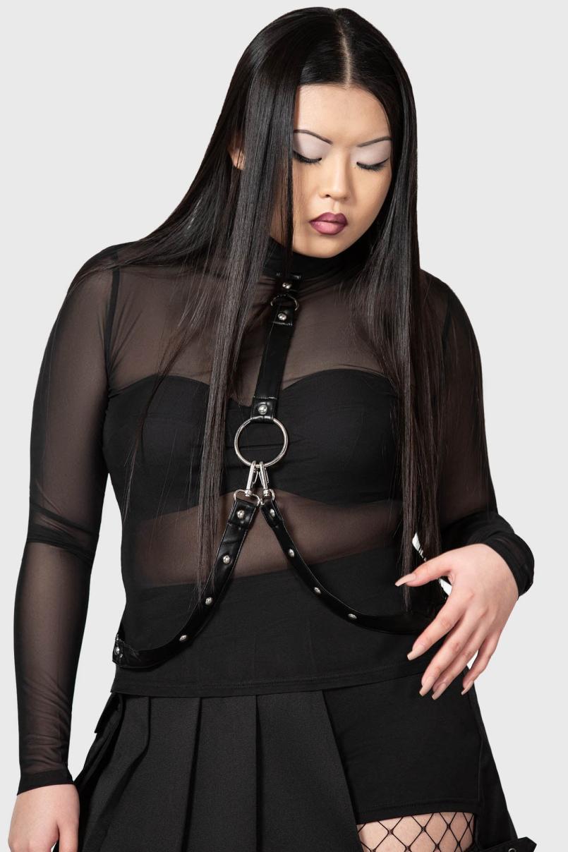 Women Long Sleeves | Killstar Mock Widow Mesh Top