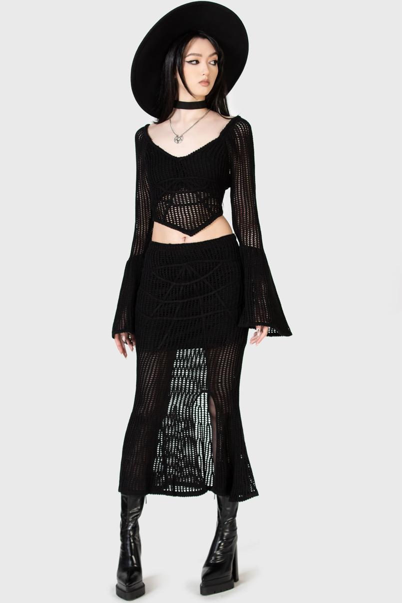 Women Maxi Skirts | Killstar Widows Prey Knit Skirt