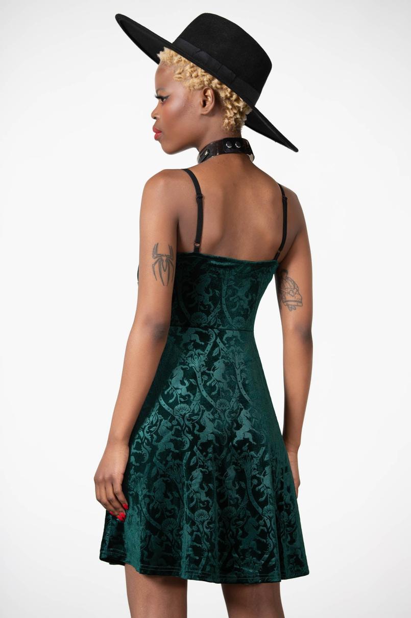 Women Mini | Killstar Mistress Of Mayhem Skater Dress [EMERALD]