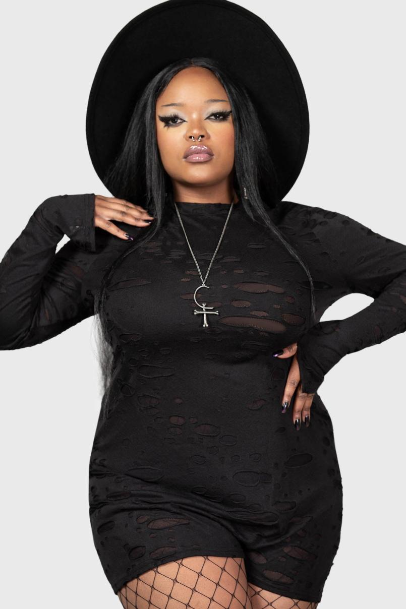 Women Mini | Killstar Sinners Glimmer Long Sleeve Dress