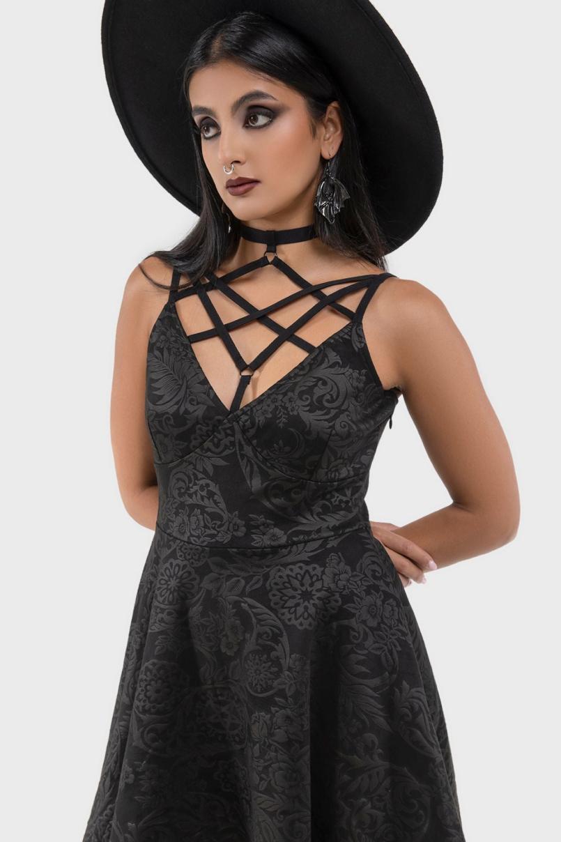 Women Party | Killstar Magica Skater Dress [BLACK LILY]