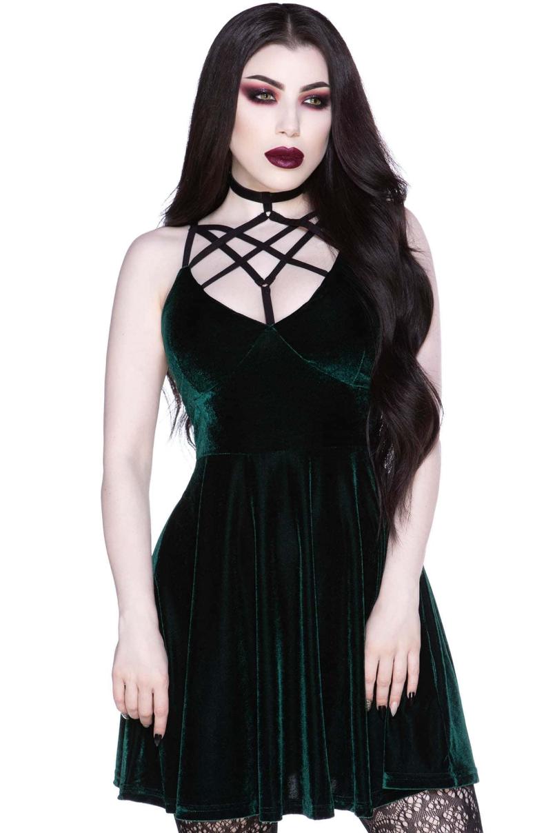 Women Party | Killstar Magica Skater Dress [EMERALD]