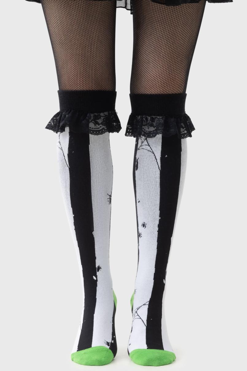 Women Socks &amp; Tights | Killstar Distressed Stripe Knee High Socks