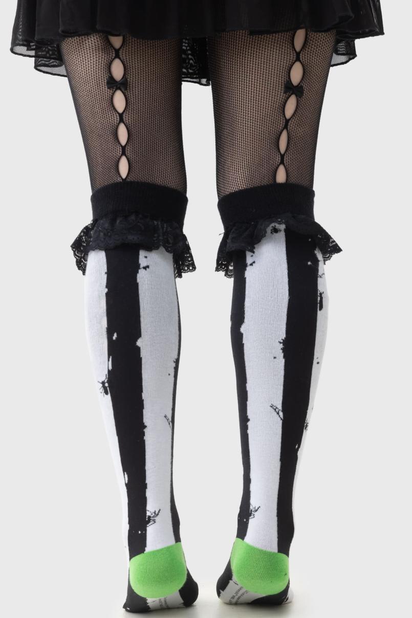 Women Socks &amp; Tights | Killstar Distressed Stripe Knee High Socks