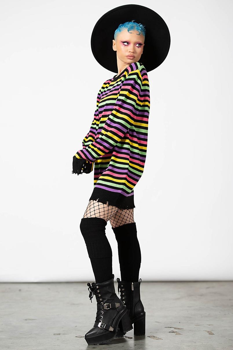 Women Sweaters | Killstar Rainbow Warrior Knit Sweater