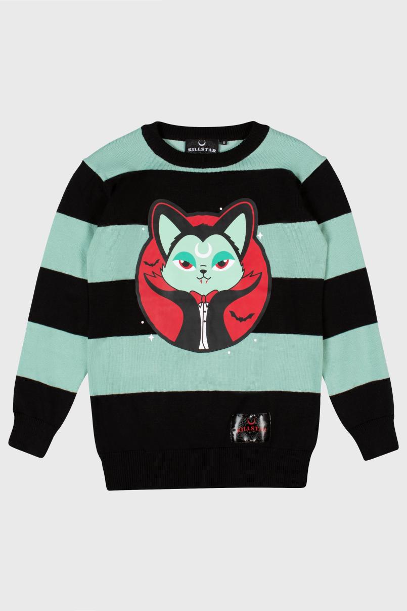Women Sweaters | Killstar Vampurr Stripe Sweater [MINT]