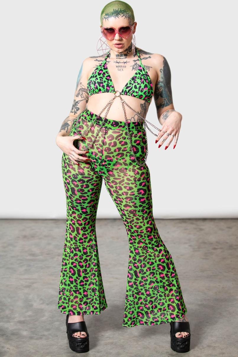 Women Swim | Killstar Emerald Sugar Mesh Flare Trousers