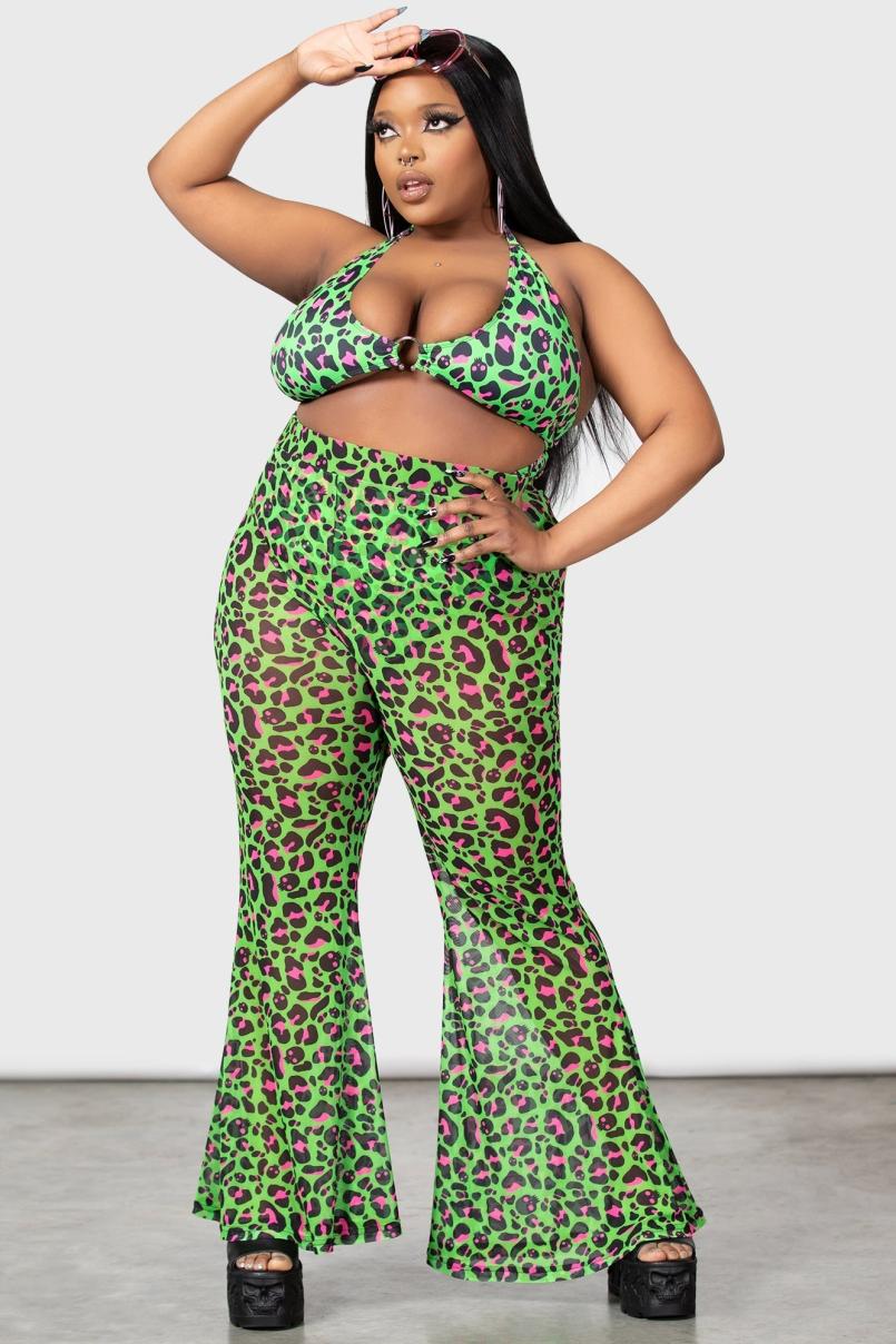 Women Swim | Killstar Emerald Sugar Mesh Flare Trousers
