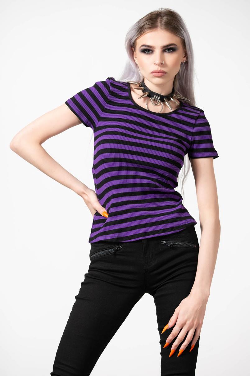 Women T-Shirts &amp; Vests | Killstar Blair Short Sleeve Top [PURPLE]