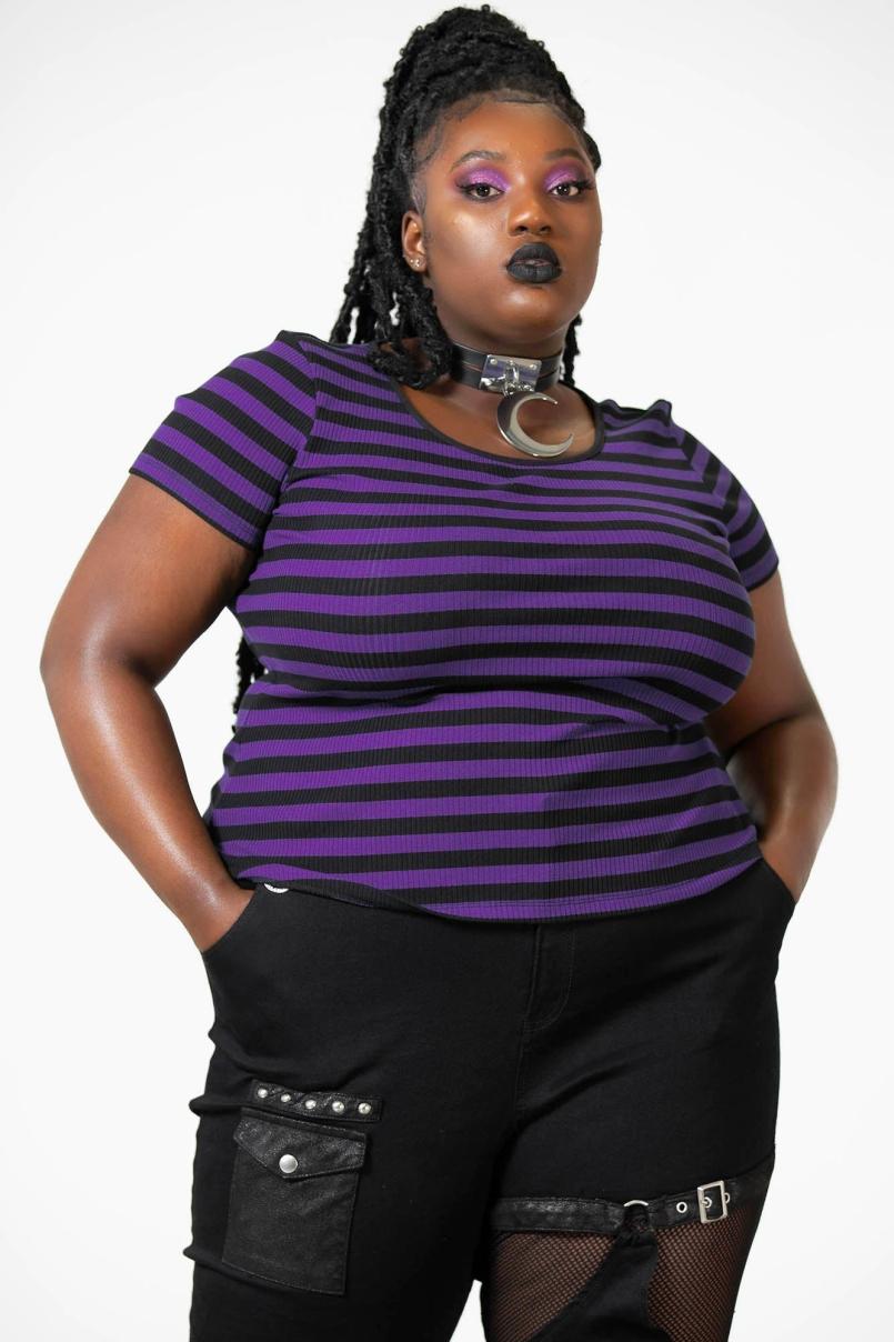 Women T-Shirts &amp; Vests | Killstar Blair Short Sleeve Top [PURPLE]