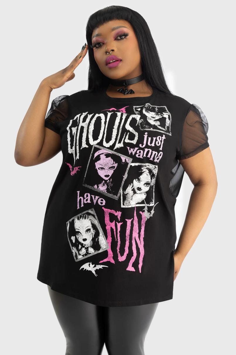 Women T-Shirts &amp; Vests | Killstar Ghoul Friends Sheer Combo Top