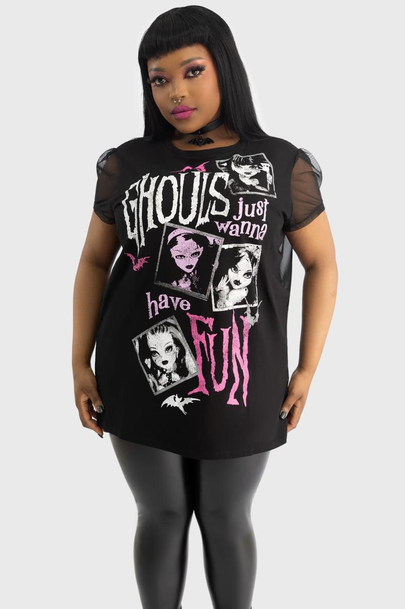 Women T-Shirts &amp; Vests | Killstar Ghoul Friends Sheer Combo Top