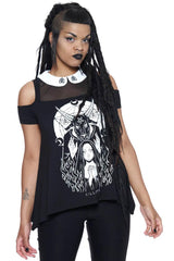 Women T-Shirts &amp; Vests | Killstar Nunsense Collar Cold Shoulder Top