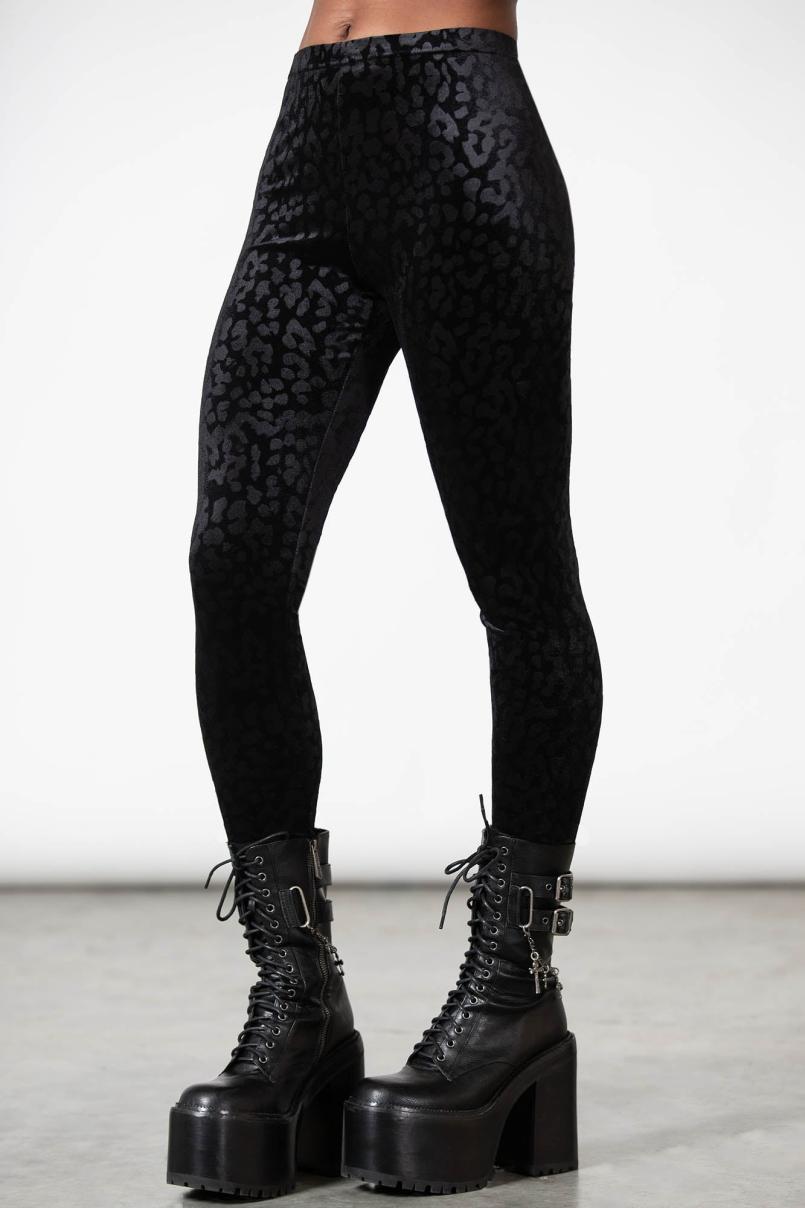 Women Velvet | Killstar Caturday Leggings [B]
