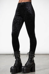 Women Velvet | Killstar Caturday Leggings [B]